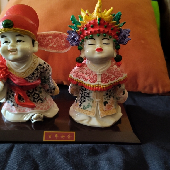 Vintage Traditional Chinese Bride and Groom Good Luck Doll Statue - Picture 4 of 14